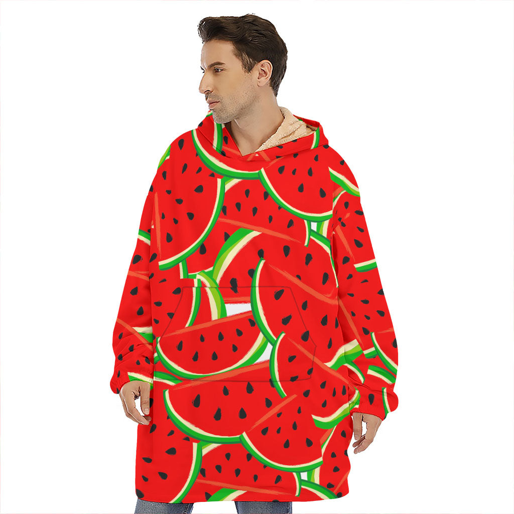 Cute Watermelon Pieces Pattern Print Hoodie Blanket
