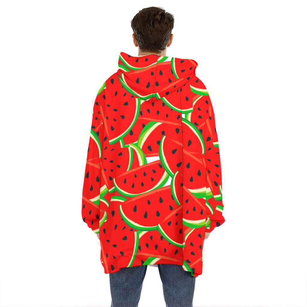 Cute Watermelon Pieces Pattern Print Hoodie Blanket