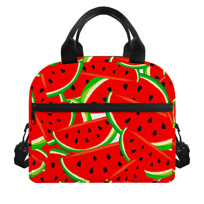 Cute Watermelon Pieces Pattern Print Insulated Lunch Bag