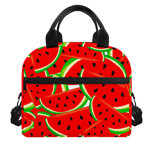 Cute Watermelon Pieces Pattern Print Insulated Lunch Bag