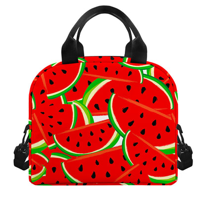 Cute Watermelon Pieces Pattern Print Insulated Lunch Bag