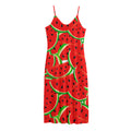 Cute Watermelon Pieces Pattern Print Jersey Midi Cami Dress