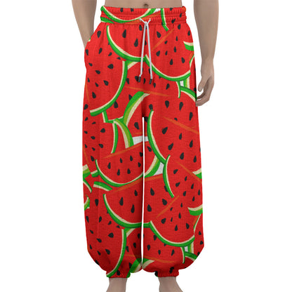 Cute Watermelon Pieces Pattern Print Lantern Pants