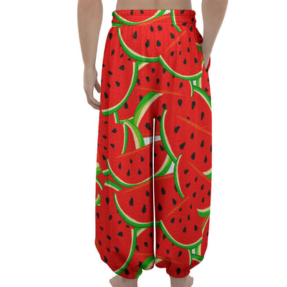 Cute Watermelon Pieces Pattern Print Lantern Pants
