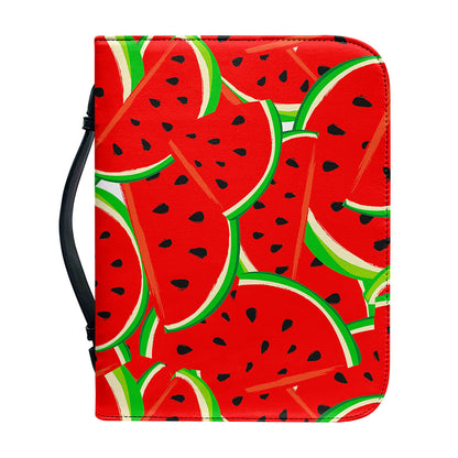 Cute Watermelon Pieces Pattern Print Leather Bible Cover