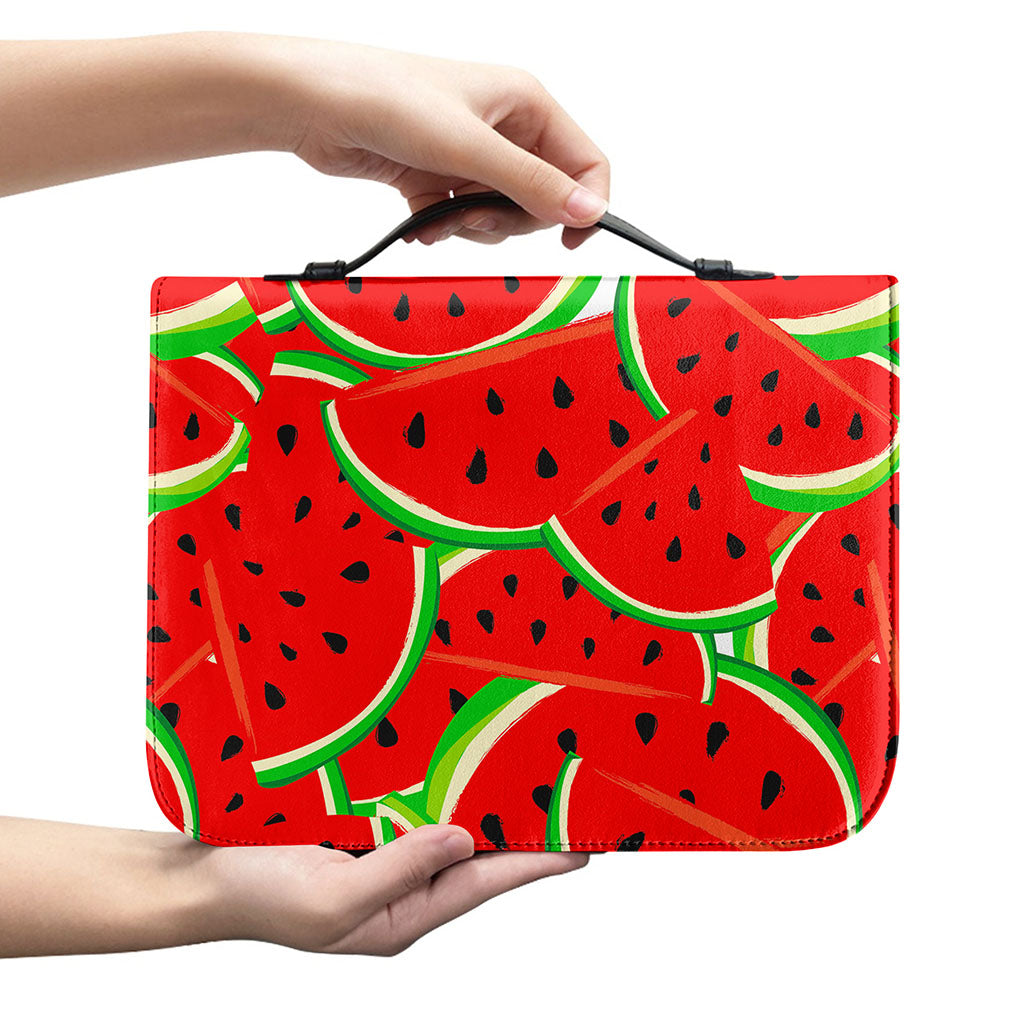 Cute Watermelon Pieces Pattern Print Leather Bible Cover