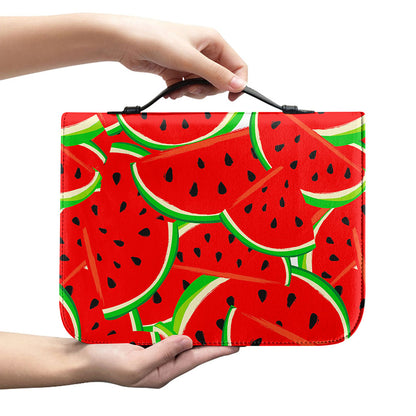 Cute Watermelon Pieces Pattern Print Leather Bible Cover