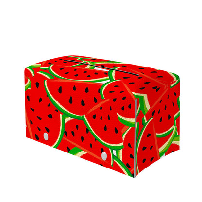 Cute Watermelon Pieces Pattern Print Leather Tissue Box Cover