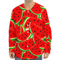 Cute Watermelon Pieces Pattern Print Long Sleeve Baseball Jersey