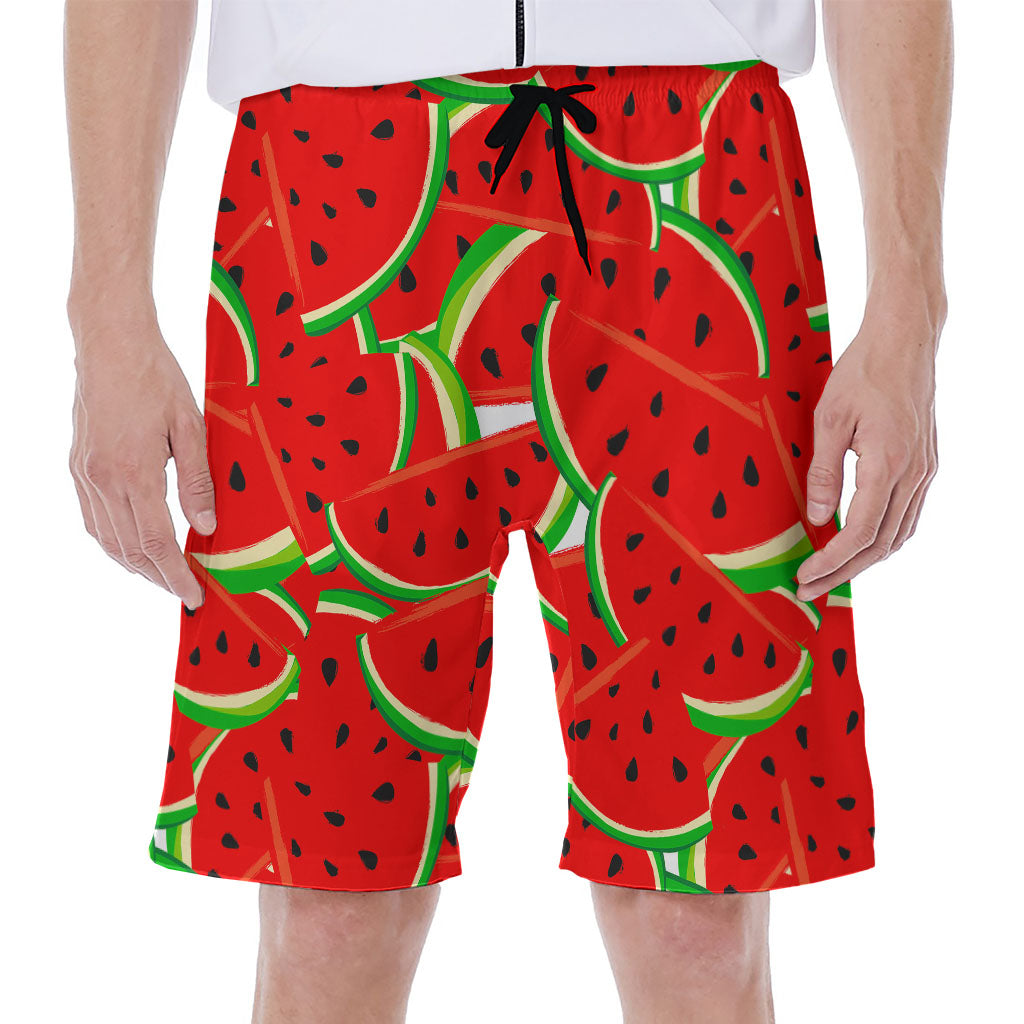 Cute Watermelon Pieces Pattern Print Men's Beach Shorts