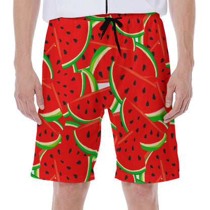 Cute Watermelon Pieces Pattern Print Men's Beach Shorts