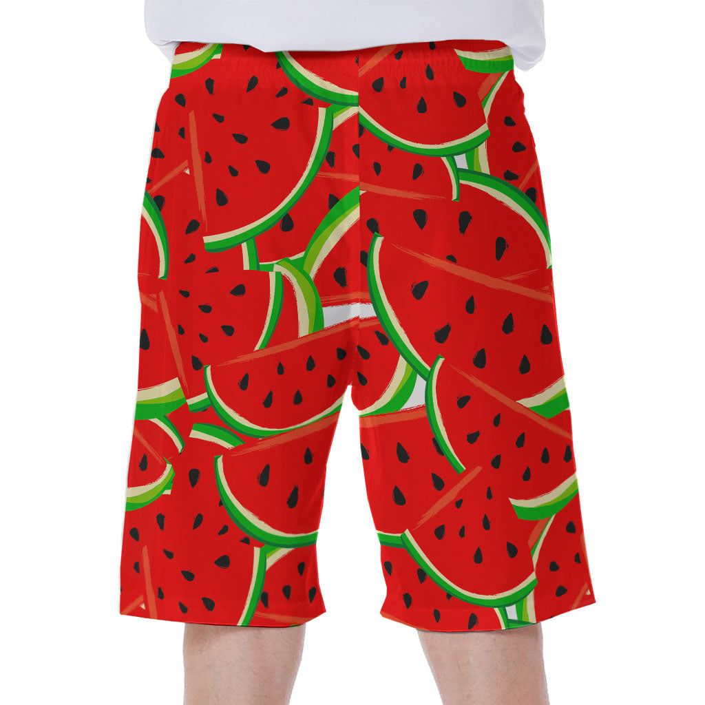 Cute Watermelon Pieces Pattern Print Men's Beach Shorts