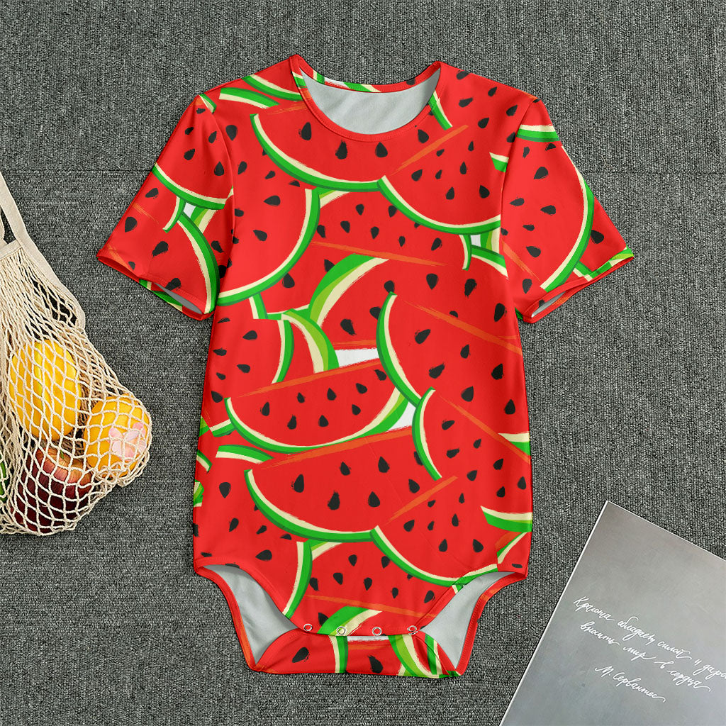 Cute Watermelon Pieces Pattern Print Men's Bodysuit