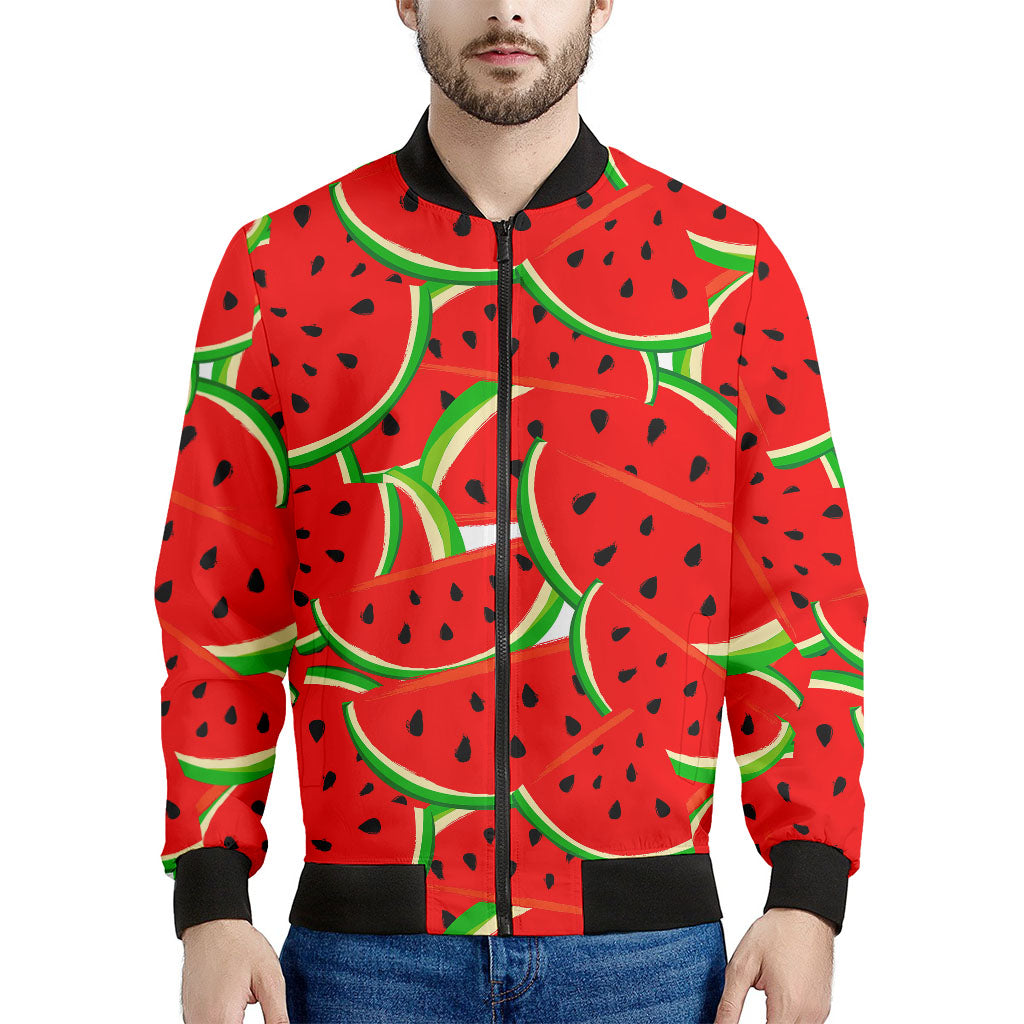 Cute Watermelon Pieces Pattern Print Men's Bomber Jacket