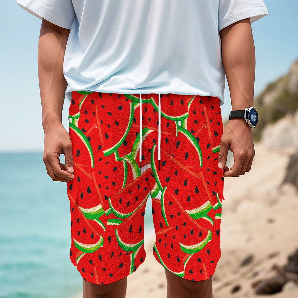 Cute Watermelon Pieces Pattern Print Men's Cargo Shorts
