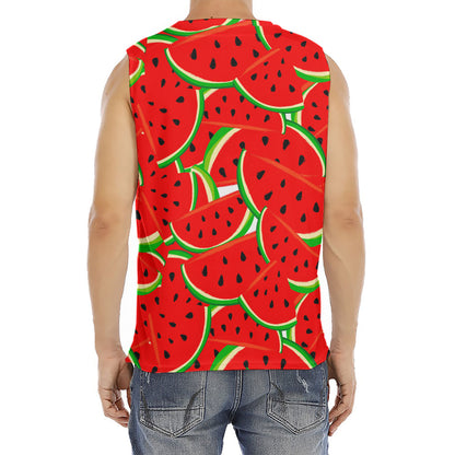 Cute Watermelon Pieces Pattern Print Men's Fitness Tank Top