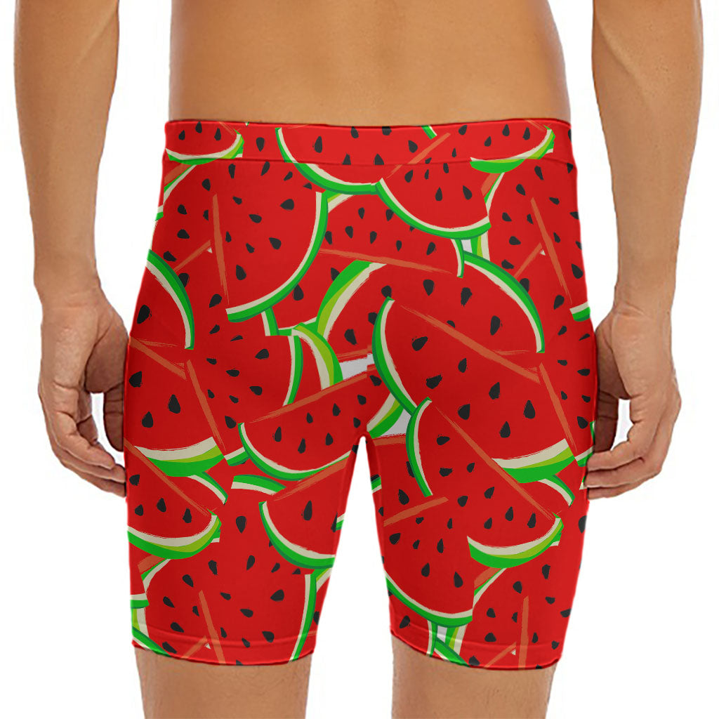 Cute Watermelon Pieces Pattern Print Men's Long Boxer Briefs