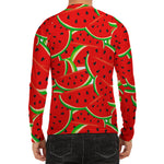 Cute Watermelon Pieces Pattern Print Men's Long Sleeve Rash Guard