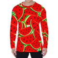 Cute Watermelon Pieces Pattern Print Men's Long Sleeve T-Shirt
