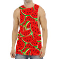 Cute Watermelon Pieces Pattern Print Men's Muscle Tank Top