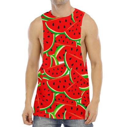 Cute Watermelon Pieces Pattern Print Men's Muscle Tank Top