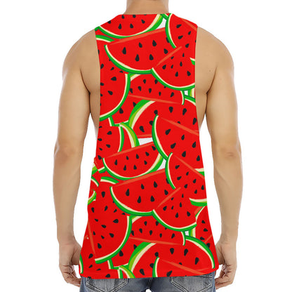 Cute Watermelon Pieces Pattern Print Men's Muscle Tank Top