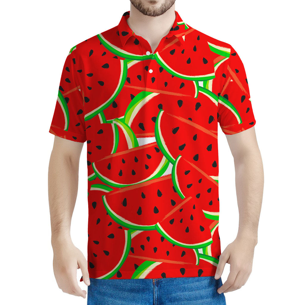 Cute Watermelon Pieces Pattern Print Men's Polo Shirt