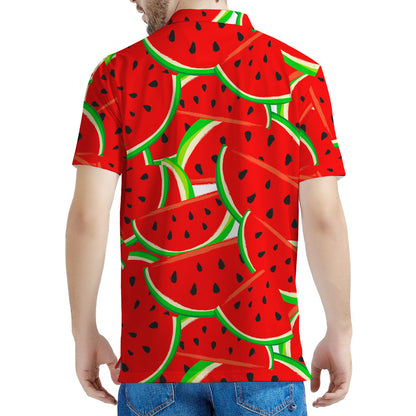 Cute Watermelon Pieces Pattern Print Men's Polo Shirt