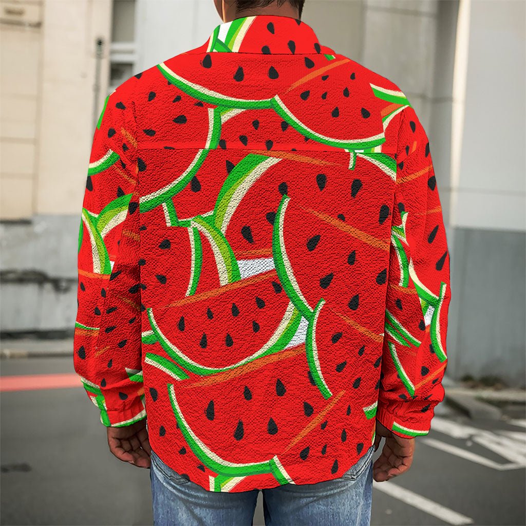 Cute Watermelon Pieces Pattern Print Men's Shirt Jacket