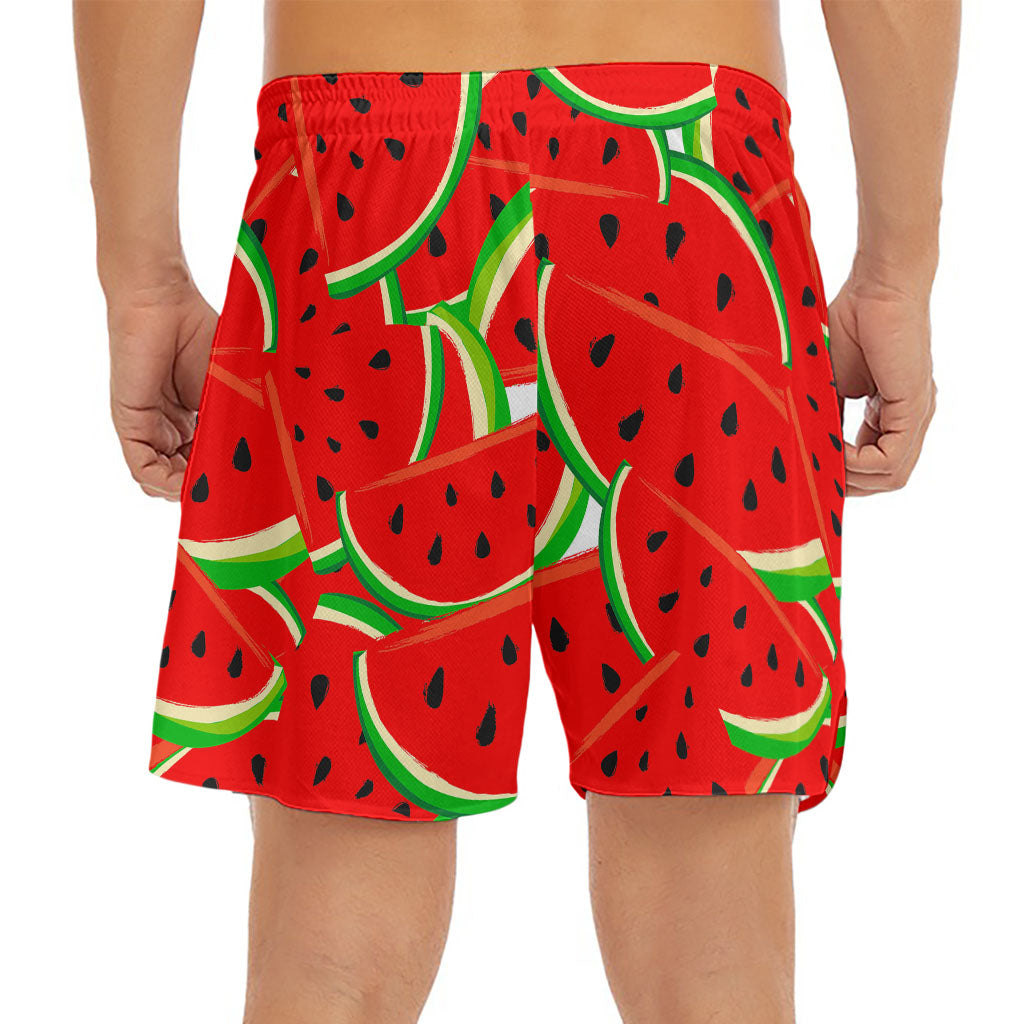 Cute Watermelon Pieces Pattern Print Men's Split Running Shorts