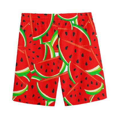 Cute Watermelon Pieces Pattern Print Men's Sports Shorts