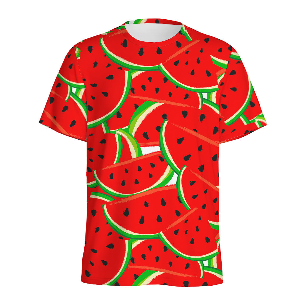 Cute Watermelon Pieces Pattern Print Men's Sports T-Shirt