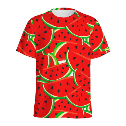 Cute Watermelon Pieces Pattern Print Men's Sports T-Shirt