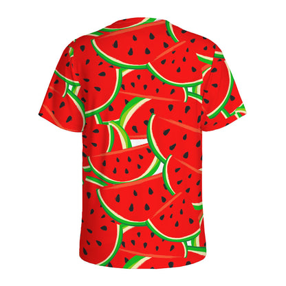 Cute Watermelon Pieces Pattern Print Men's Sports T-Shirt