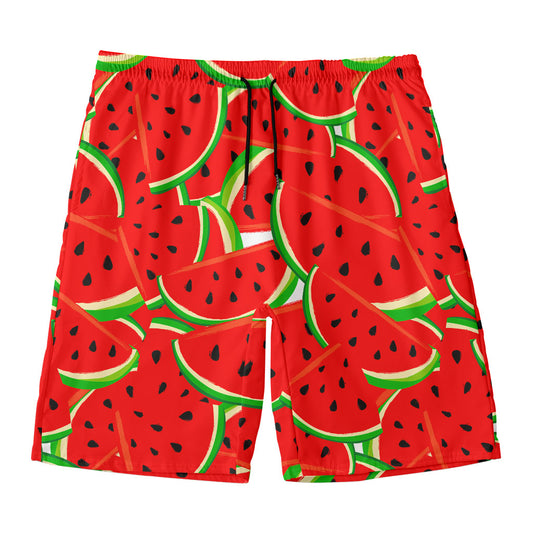 Cute Watermelon Pieces Pattern Print Men's Swim Trunks