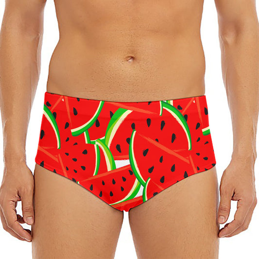 Cute Watermelon Pieces Pattern Print Men's Triangle Swim Briefs