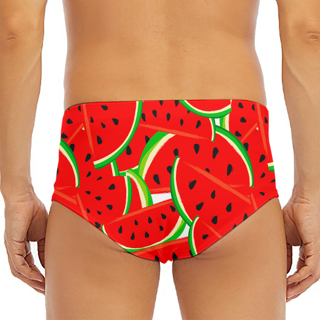 Cute Watermelon Pieces Pattern Print Men's Triangle Swim Briefs
