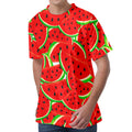 Cute Watermelon Pieces Pattern Print Men's Velvet T-Shirt