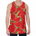 Cute Watermelon Pieces Pattern Print Men's Velvet Tank Top