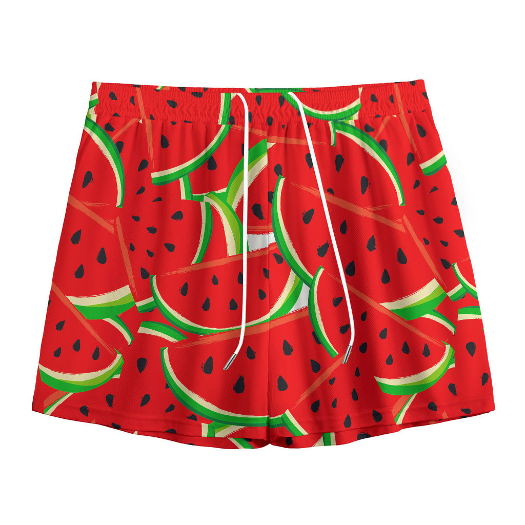 Cute Watermelon Pieces Pattern Print Mesh Shorts