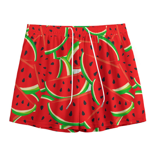 Cute Watermelon Pieces Pattern Print Mesh Shorts