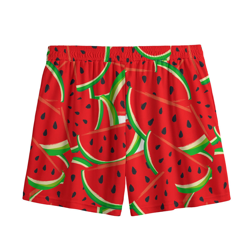Cute Watermelon Pieces Pattern Print Mesh Shorts