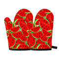 Cute Watermelon Pieces Pattern Print Oven Mitts