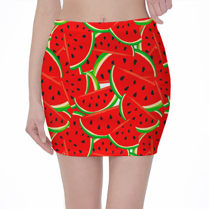 Cute Watermelon Pieces Pattern Print Pencil Mini Skirt