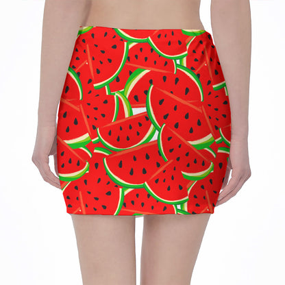 Cute Watermelon Pieces Pattern Print Pencil Mini Skirt