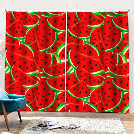 Cute Watermelon Pieces Pattern Print Pencil Pleat Curtains