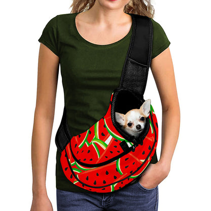 Cute Watermelon Pieces Pattern Print Pet Sling Carrier