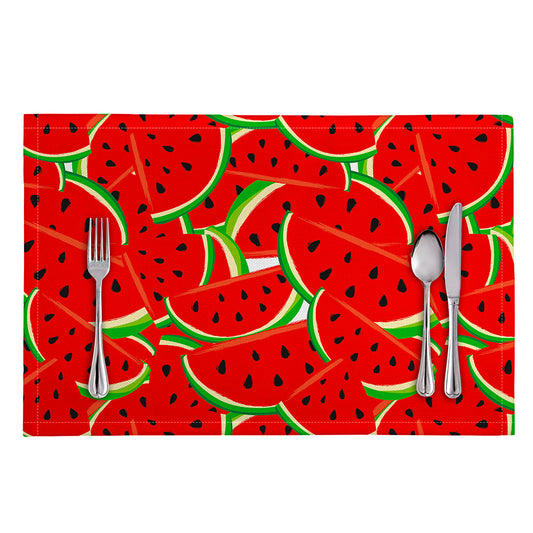 Cute Watermelon Pieces Pattern Print Placemat