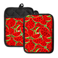 Cute Watermelon Pieces Pattern Print Pot Holders With Pocket