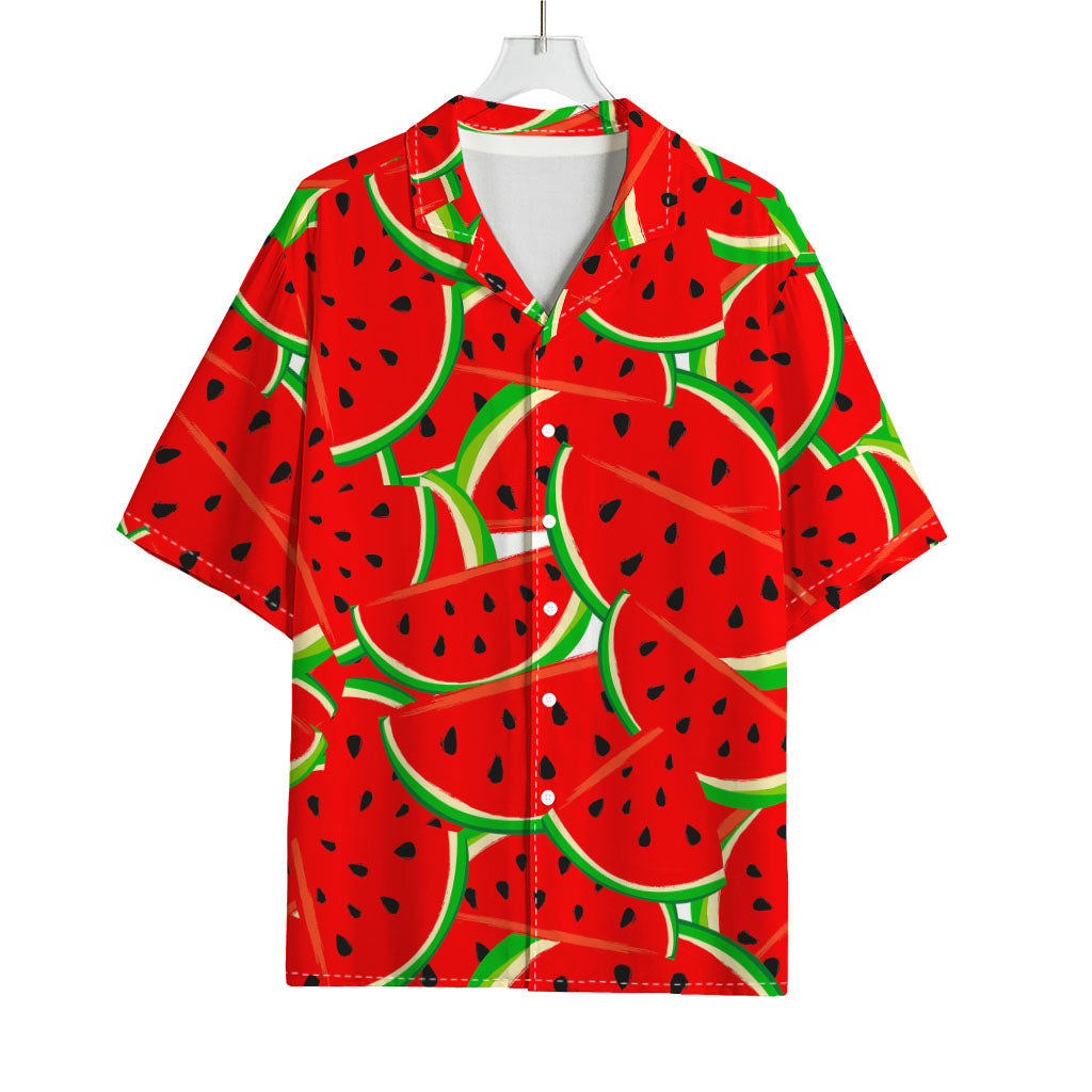 Cute Watermelon Pieces Pattern Print Rayon Hawaiian Shirt